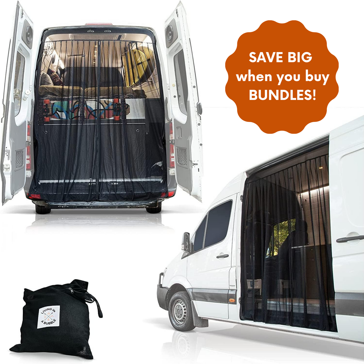 Magnetic Rear Door Van Fly Screen - Standard Size