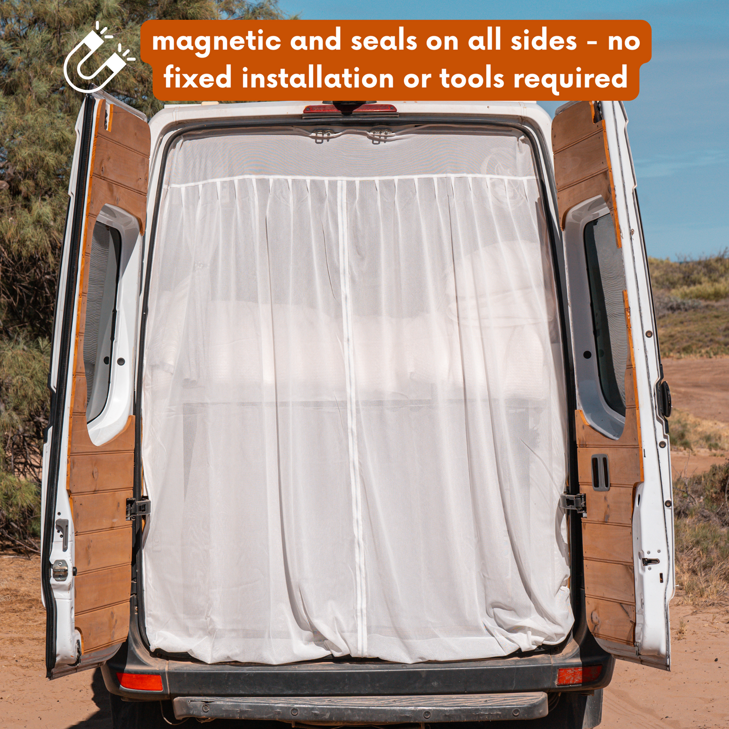 Magnetic Van Fly Screen - White (2 Pack Bundle)